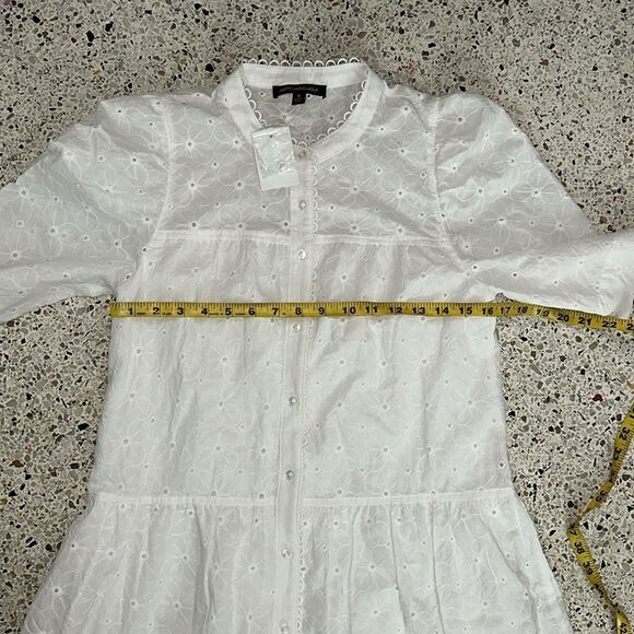 EUC Rabbit Rabbit Rabbit white cotton eyelet mini dress small s - Picture 4 of 8